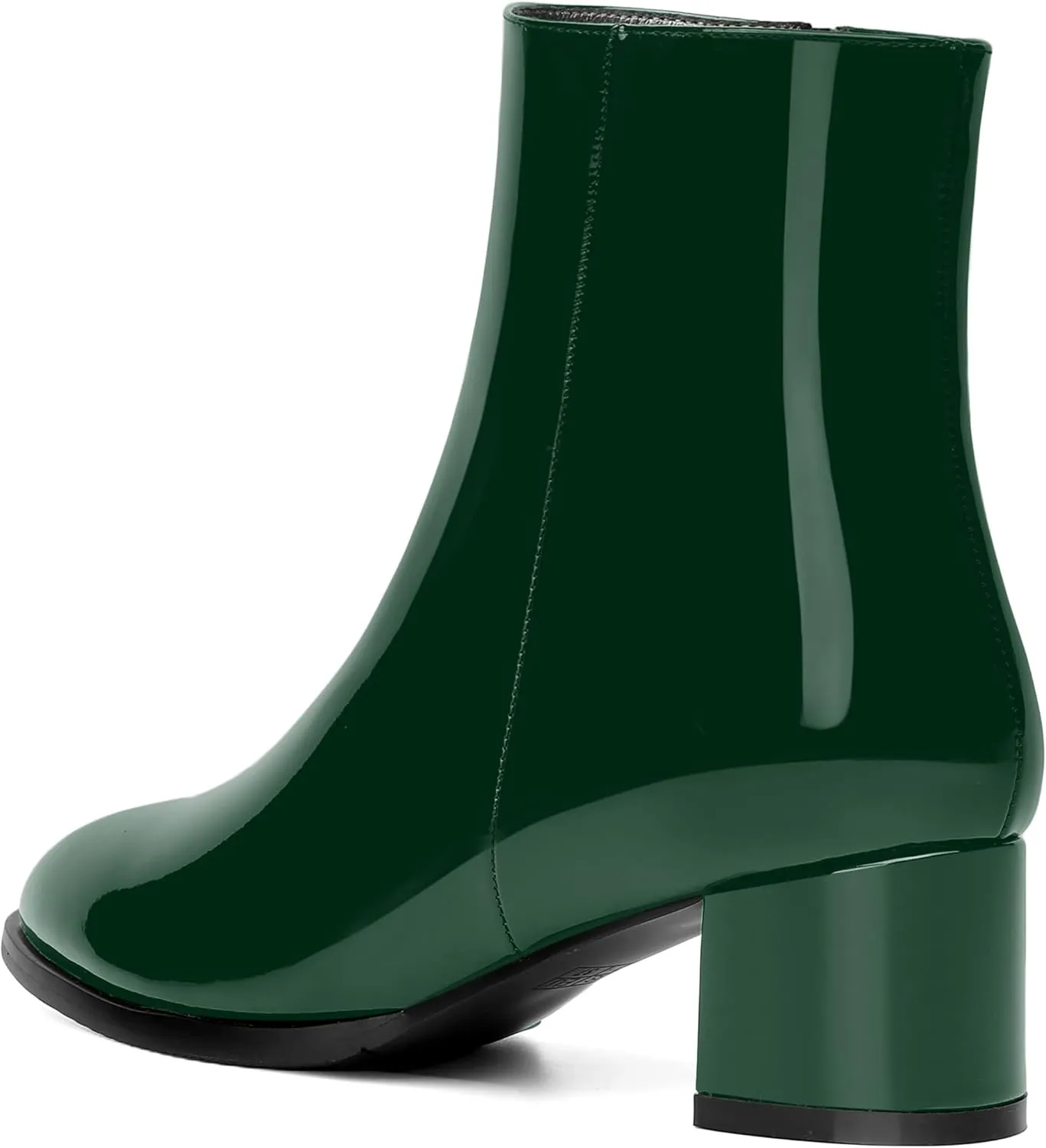 NUMALEO Womens Patent Evening Fashion Zip Round Toe Chunky Low Heel Ankle High Boots 2 Inch