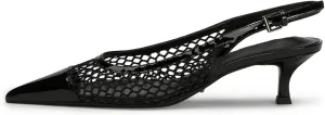 olomisa Mesh Slingback Pumps for Women,Kitten Heels with Pointed Toe Low Heel Sandals Ankle Strap Heels Slip-On Pumps