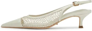 olomisa Mesh Slingback Pumps for Women,Kitten Heels with Pointed Toe Low Heel Sandals Ankle Strap Heels Slip-On Pumps