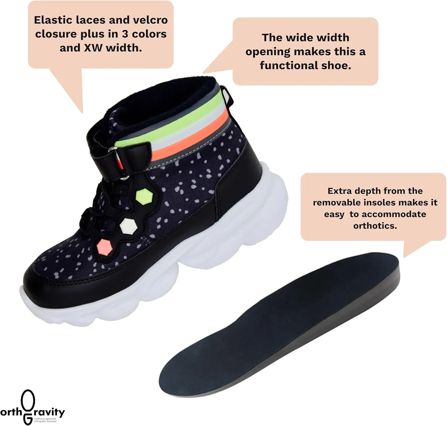 Orthopedic Comfort Children's High Top Sneakers by Ortho Gravity (Light Up)