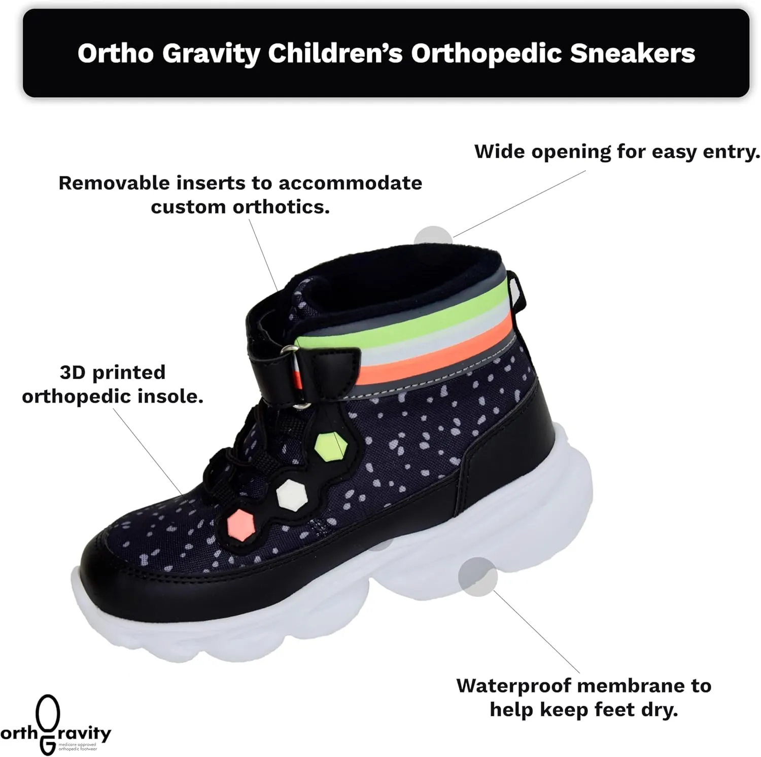 Orthopedic Comfort Children's High Top Sneakers by Ortho Gravity (Light Up)