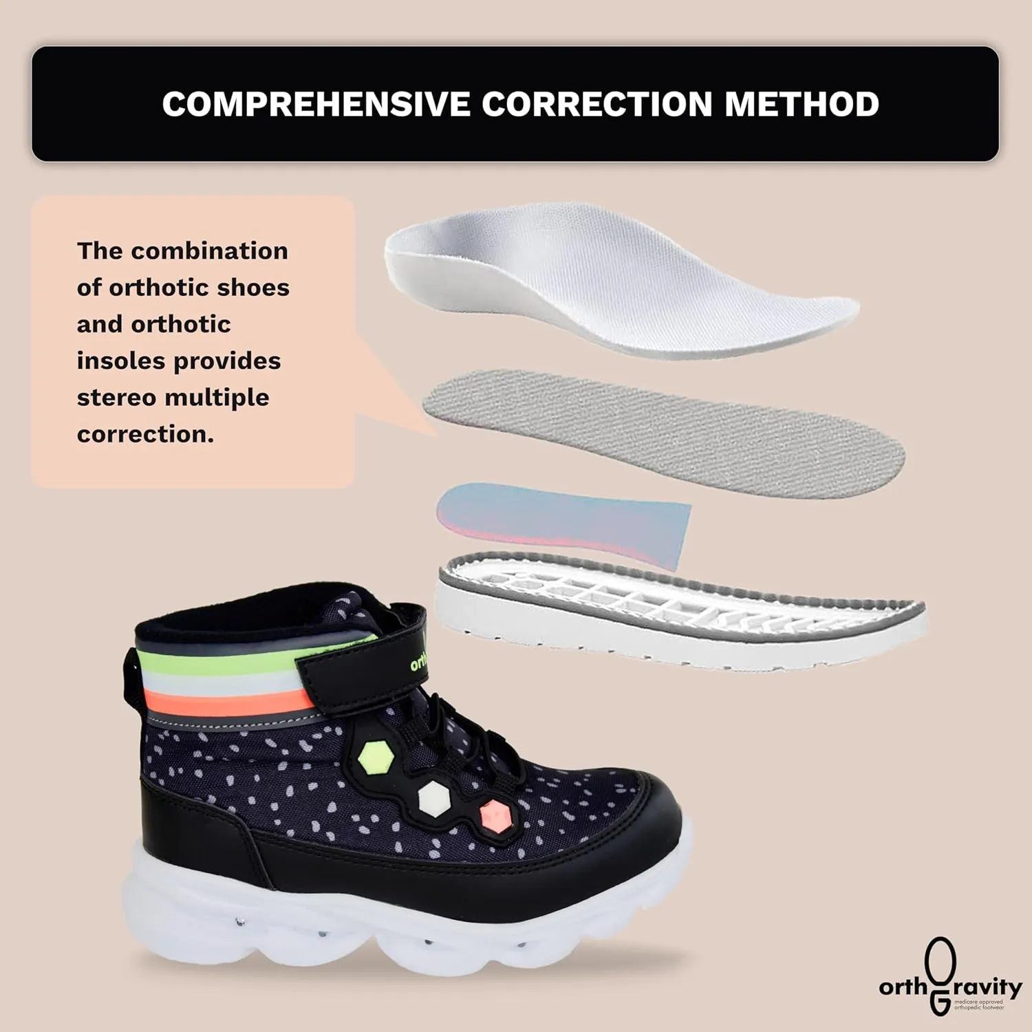 Orthopedic Comfort Children's High Top Sneakers by Ortho Gravity (Light Up)