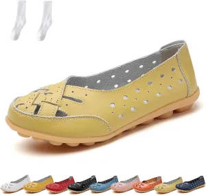 Orthopedic Loafers for Women, Orthopedic Loafers in Breathable Leather, Flats Slip-On Orthopedic Sandals