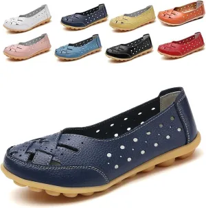 Orthopedic Loafers in Breathable Leather for Women, Women's Flats Comfortable Casual Slip Ons Shoes
