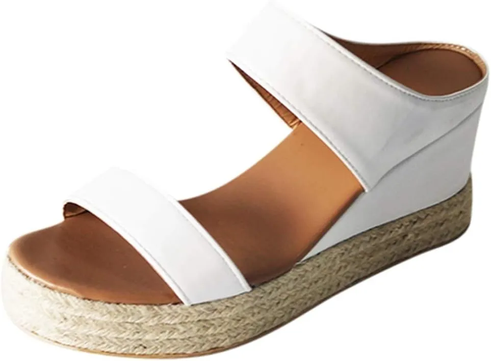 Orthopedic Sandals for Women Casual Summer Wedge Sandals for Women Dressy Open Toe Platform Wedges Buckle Ankle Strap Leather Sandals Espadrilles Beach Heels Sandal Strappy Slip on