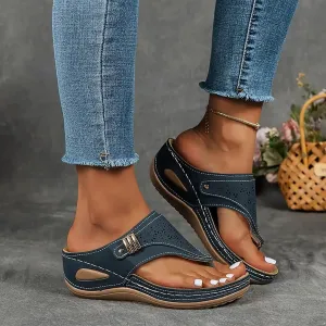 Orthopedic Wedge Sandals for Women 2025 Dressy Summer,Women's Orthotic Comfortable Arch Support Casual Slippers Slip-on Flats Flip Flops Beach Outdoor Slides Ladies Boho Platform Walking Shoes