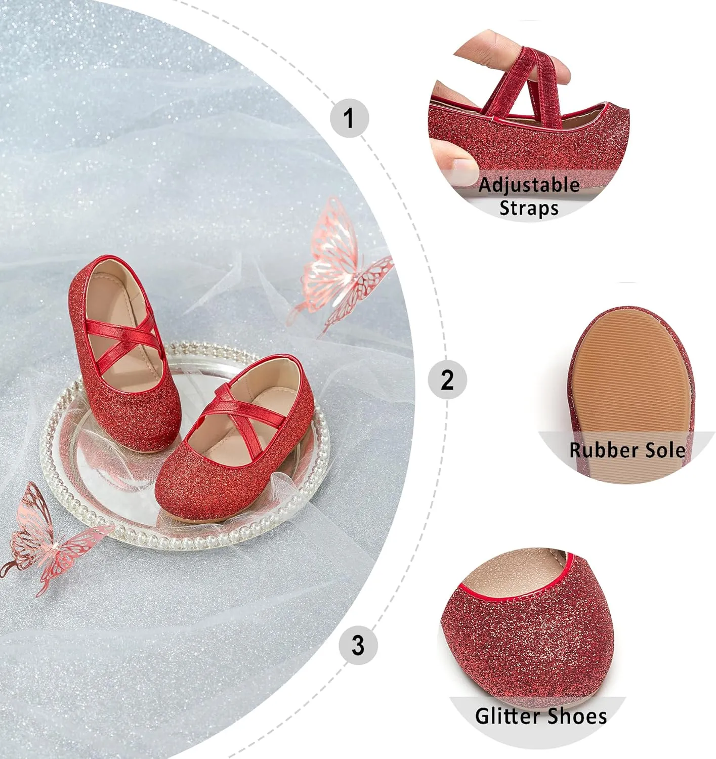 Otter MOMO Toddler Little Girls Party Dress Princess Shoes Slip On Mary Jane Ballerina Flats Shoes