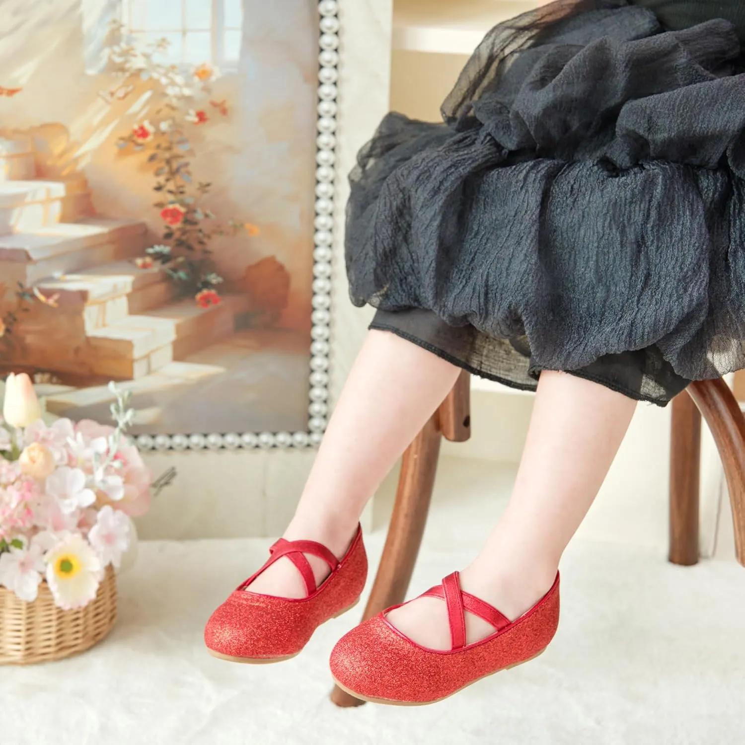 Otter MOMO Toddler Little Girls Party Dress Princess Shoes Slip On Mary Jane Ballerina Flats Shoes