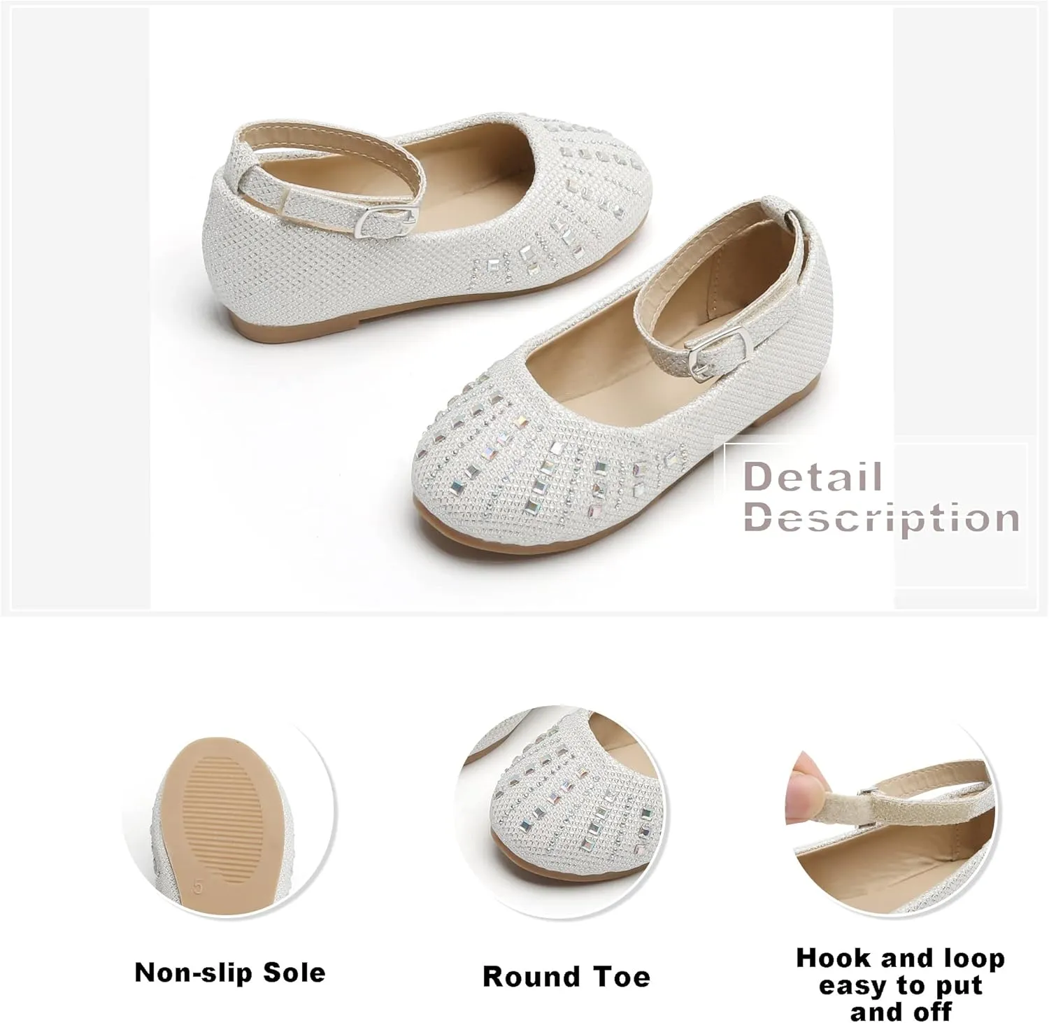 Otter MOMO Toddler Little Girls Party Dress Princess Shoes Slip On Mary Jane Ballerina Flats Shoes