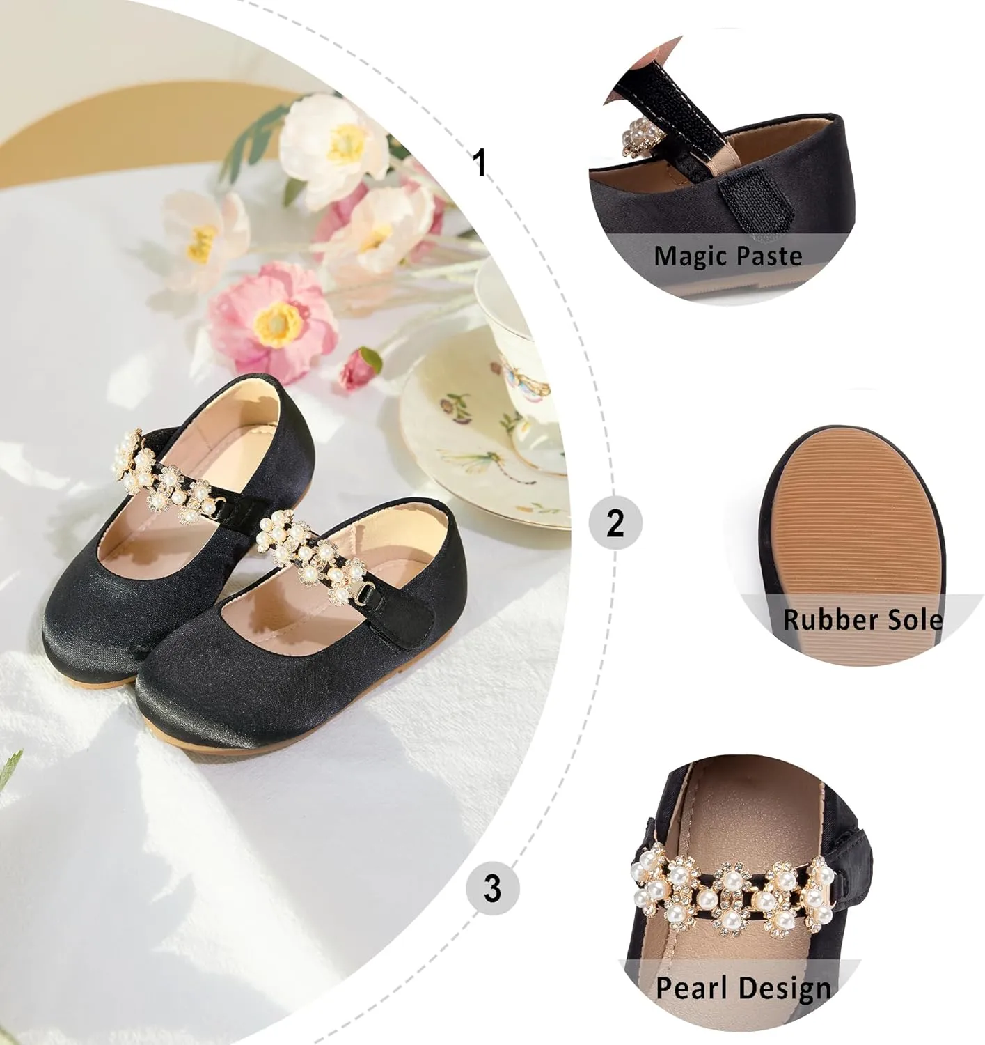 Otter MOMO Toddler Little Girls Princess Shoes Mary Jane Ballerina Flats Flower Girl Dress Shoes