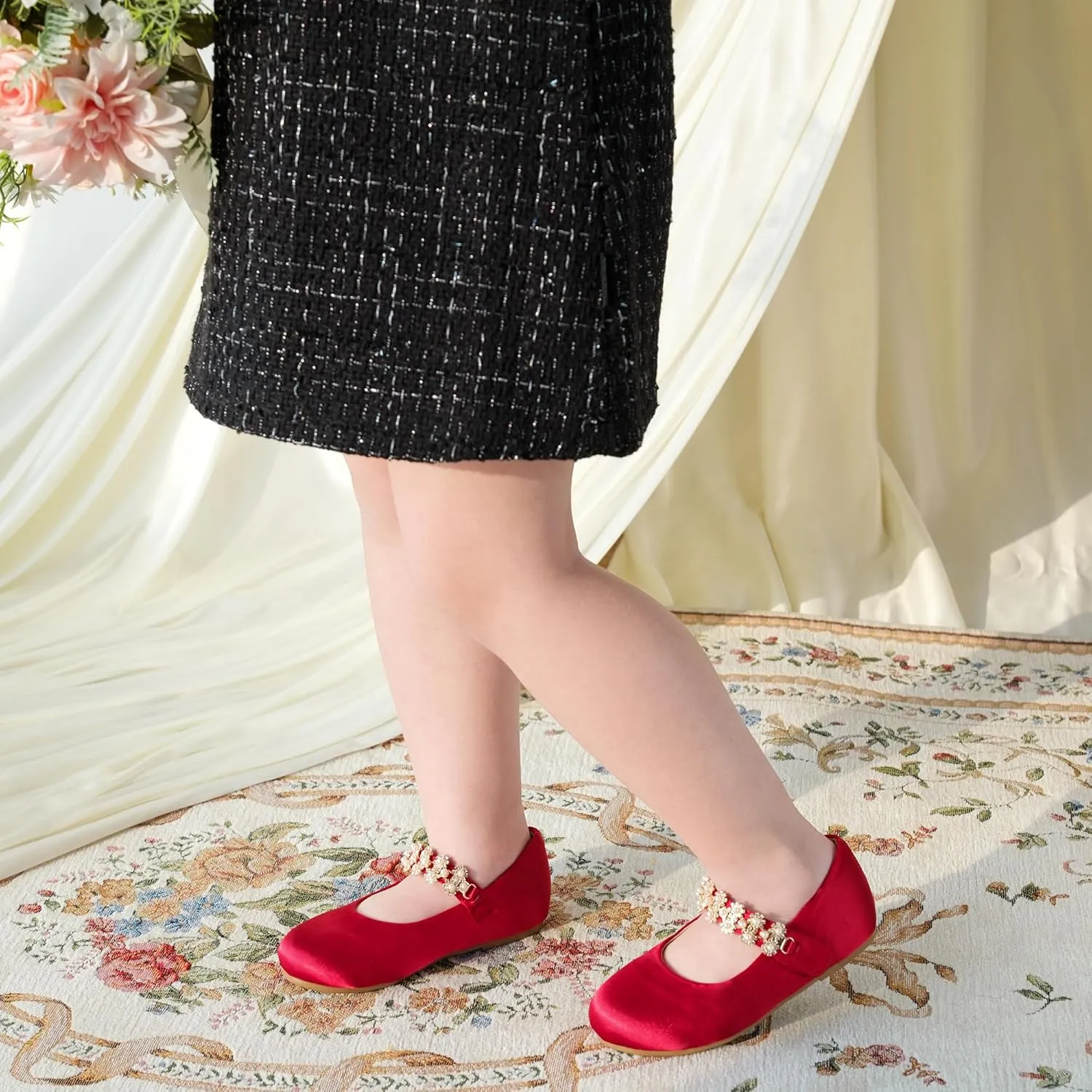 Otter MOMO Toddler/Little Girls Mary Jane Ballerina Flats Shoes Slip-on School Party Dress Shoes