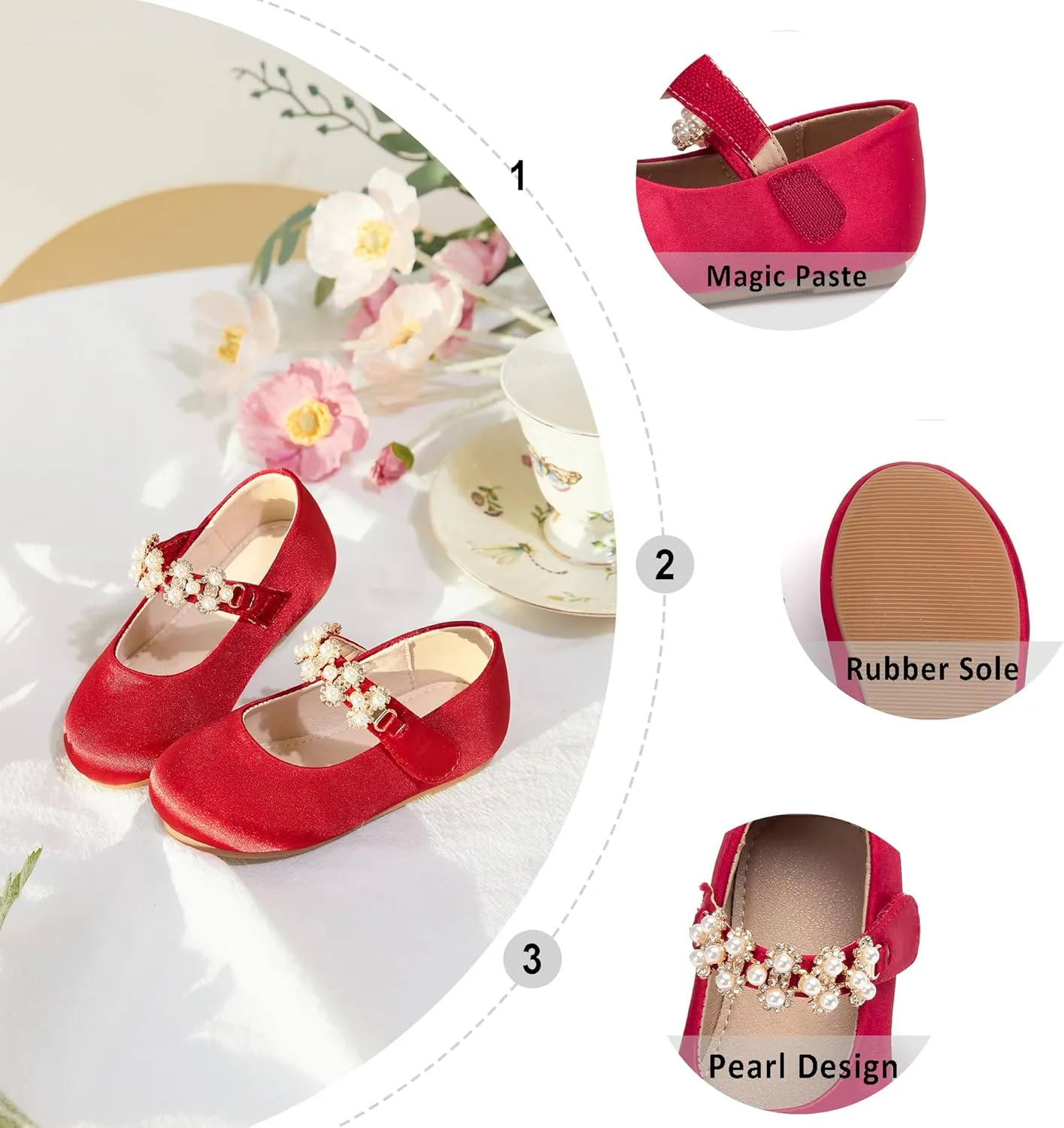 Otter MOMO Toddler/Little Girls Mary Jane Ballerina Flats Shoes Slip-on School Party Dress Shoes