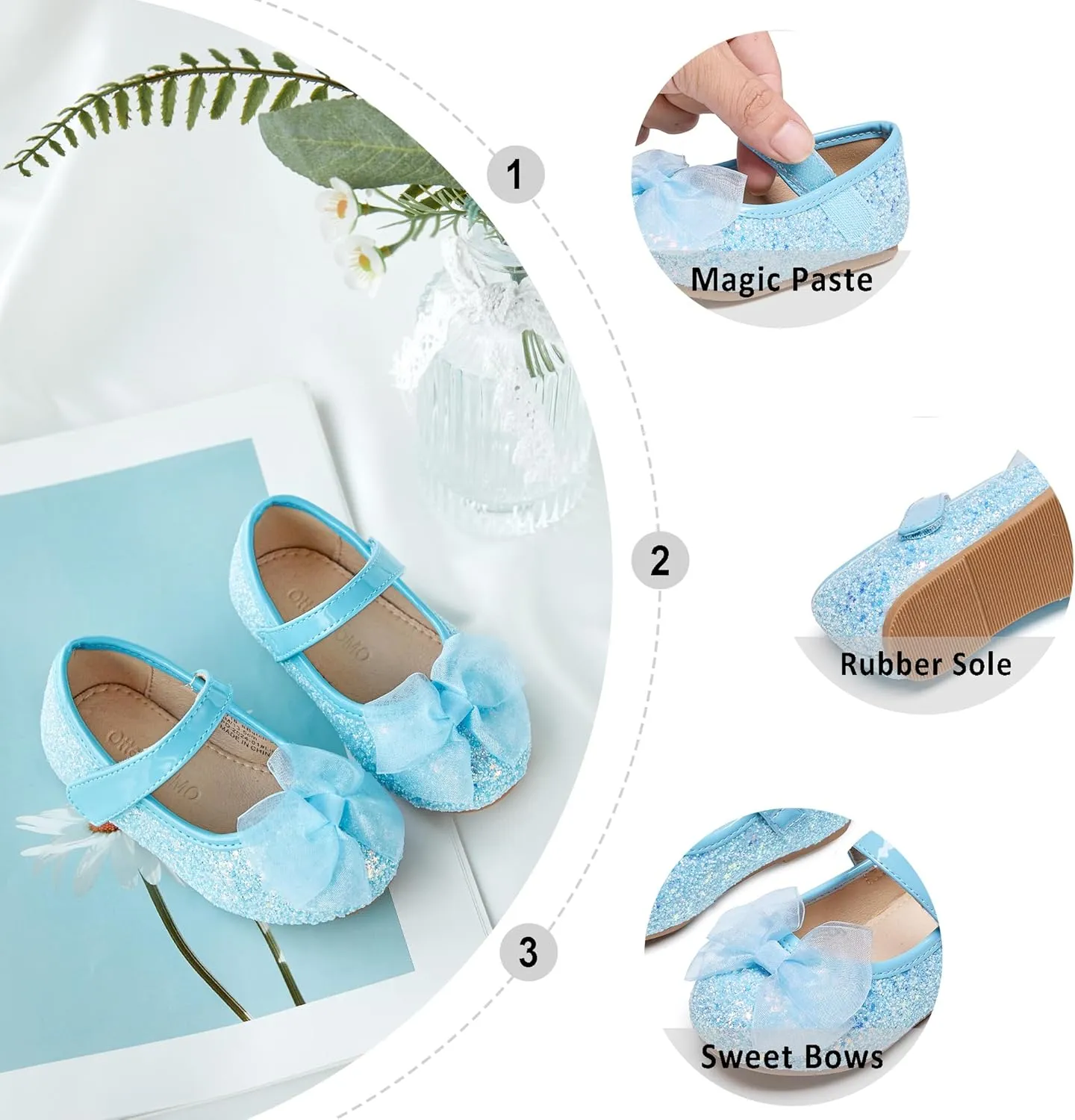 Otter MOMO Toddler/Little Girls Mary Jane Ballerina Flats Shoes Slip-on School Party Dress Shoes
