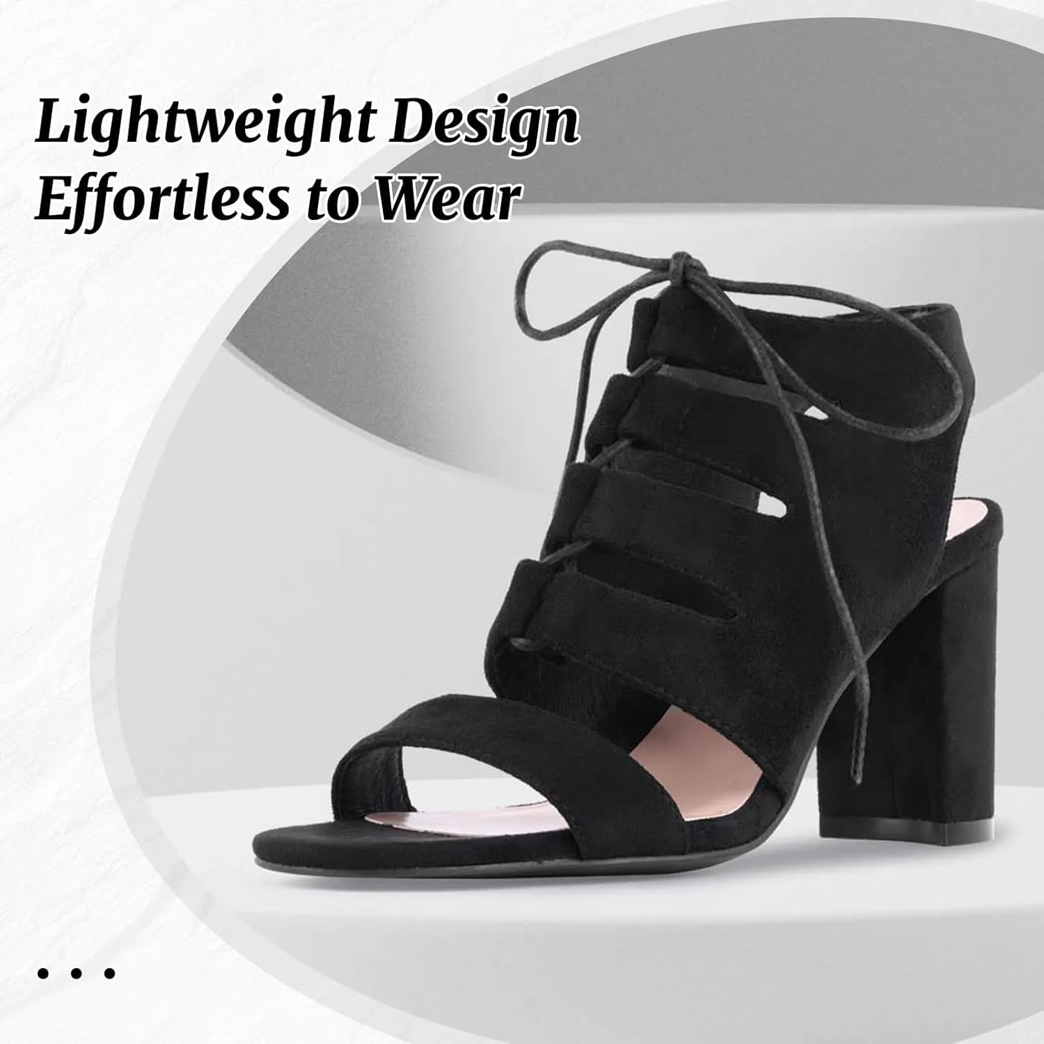 perixir Women's Black Heeled Sandals With Lace Up And Peep Toe Elegant Block High Heel Sandal For Women Fashion Dress Strappy Heels Womens Comfortable Shoes For Wedding Office Party