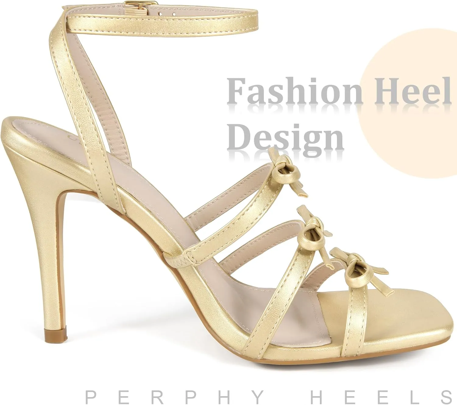 Perphy Bow Tie Strappy High Heel Square Toe Sandals for Women