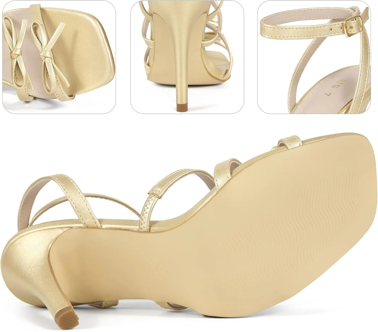 Perphy Bow Tie Strappy High Heel Square Toe Sandals for Women