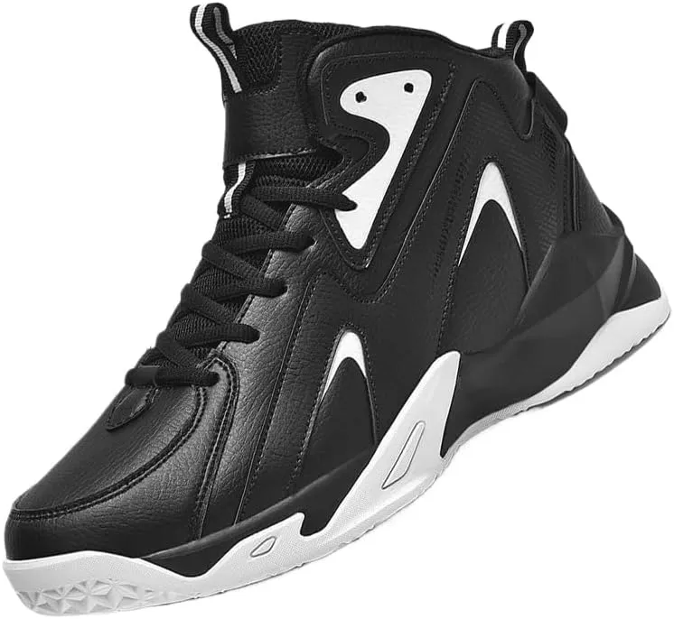 Plus Size Men's High-Top Basketball Shoes: Comfy, Breathable, Non-Slip, Shock-Absorbent Lace-Ups - Perfect for Indoor & Outdoor Training, Running, & Walking