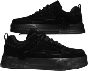 Plus Size Men's Stylish Thick Sole Skate Shoes - Solid Color, Lace-Up Casual Sneakers with Height Boost & Comfortable EVA Sole for All Seasons