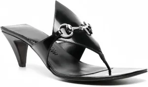 Plus Size Women's Summer Low Heel High Heels Leather Square Toe Flip Flops Elegant Horsebit Sandals