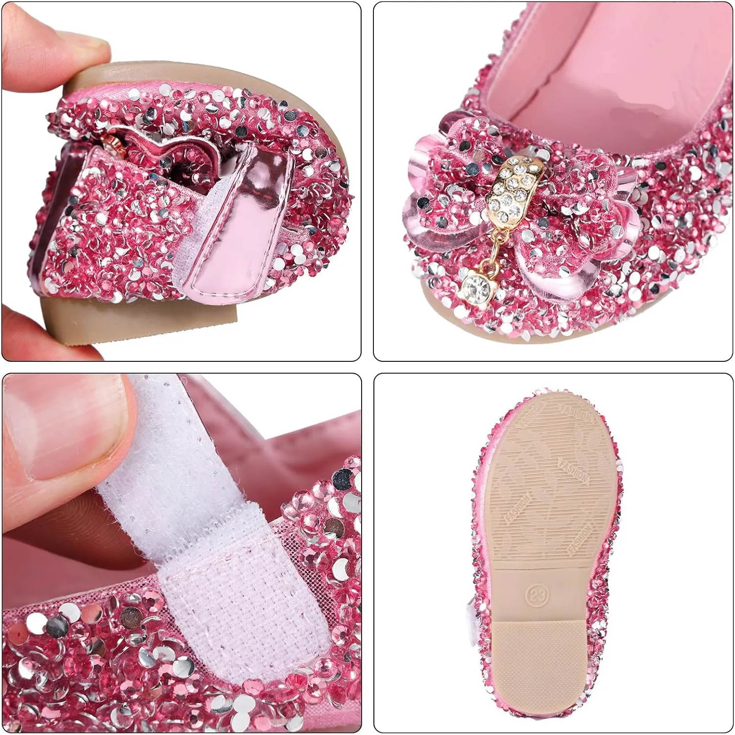 Princess Girls Mary Jane Ballet Flats Dance Party Cosplay Shoes Glitter Flower Girl Dress Wedding Shoes for Kid Toddler