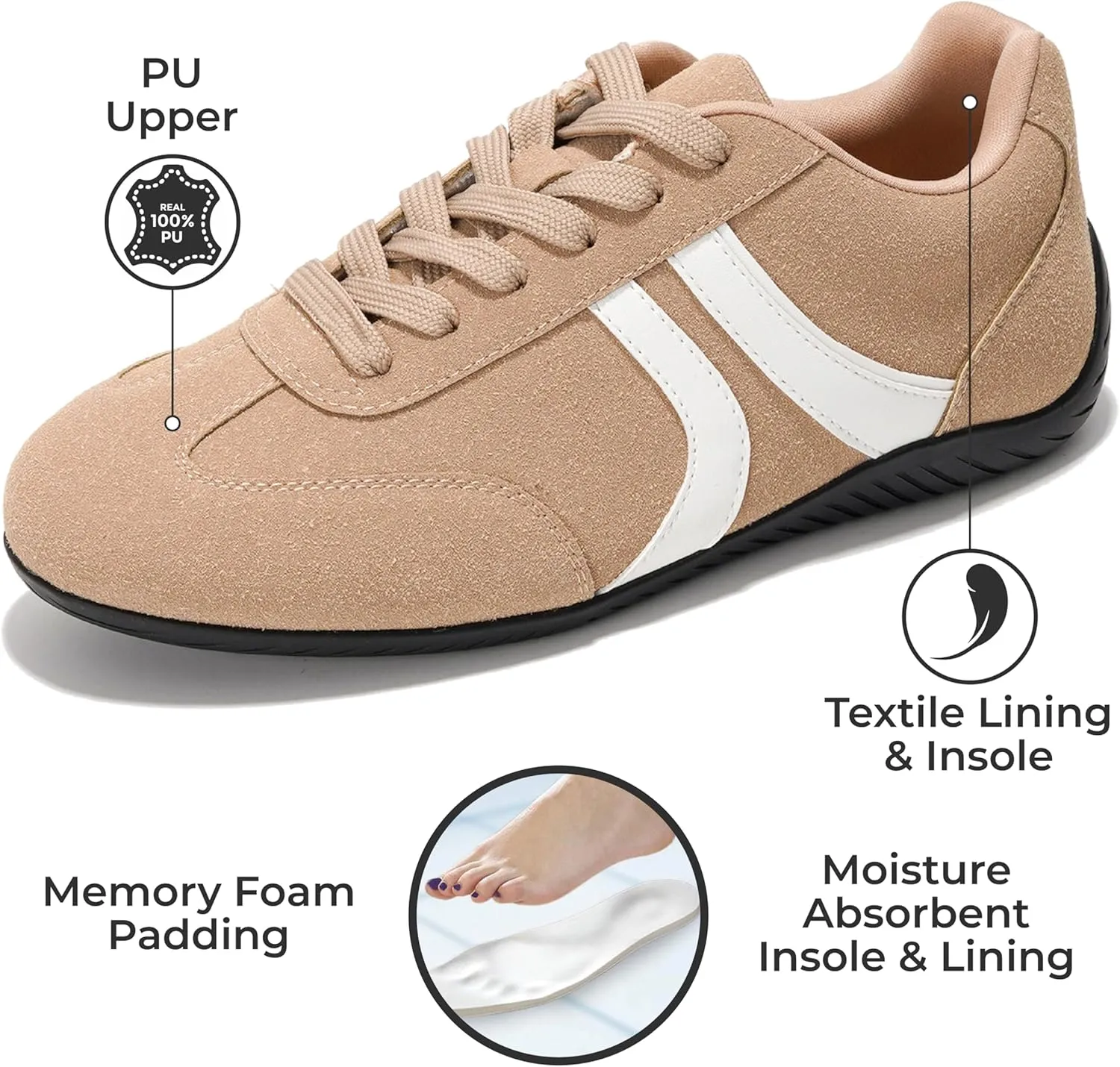 Project Cloud Barefoot Shoes Women – Comfortable Lace-Up Womens Shoes with Memory Foam – Lightweight & Non Slip Womens Shoes Casual – All-Day Women's Fashion Sneakers for 2025 (Goal)