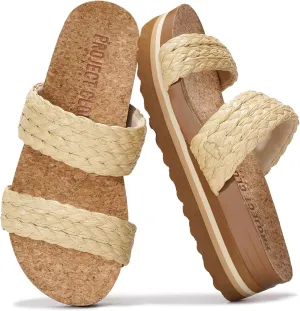 Project Cloud Fashion Womens Sandals - Memory Foam Insole and Comfortable Platform Sandals for Women 2025 - Lightweight and Non-slip Perfect Beach Slides