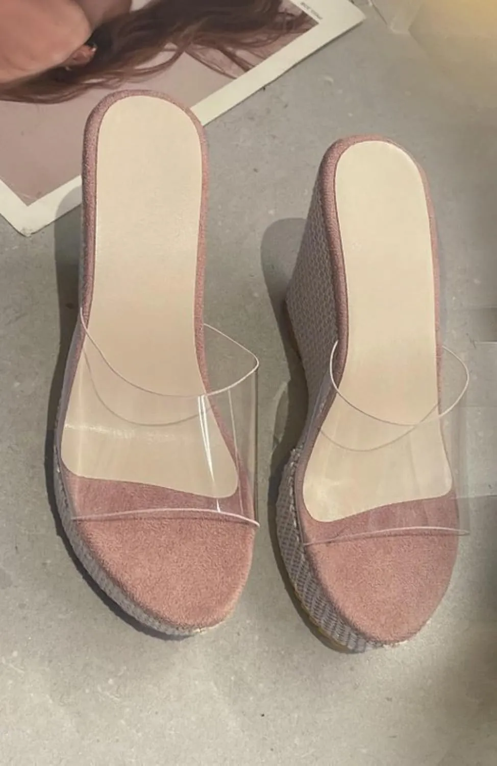 Rattan Sandals Raffia Wedge Espadrilles for Women Clear Dress Shoes Platform Heel Slip On Casual House Slippers Lightweight Breathable Open Toes Comfort Walking Slides Summer Beach Party Vacation