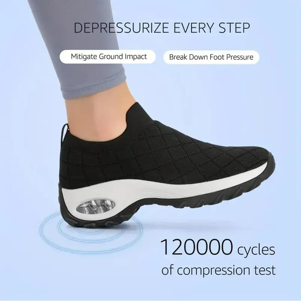 Rayootd Orthopedic Shoes for Women, Ergonomic Pain Relief Shoe, Women's Knitted Woven Low Top Walking Mesh Air Cushion Sock Sneakers Slip On