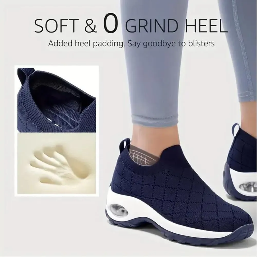 Rayootd Orthopedic Shoes for Women, Ergonomic Pain Relief Shoe, Women's Knitted Woven Low Top Walking Mesh Air Cushion Sock Sneakers Slip On