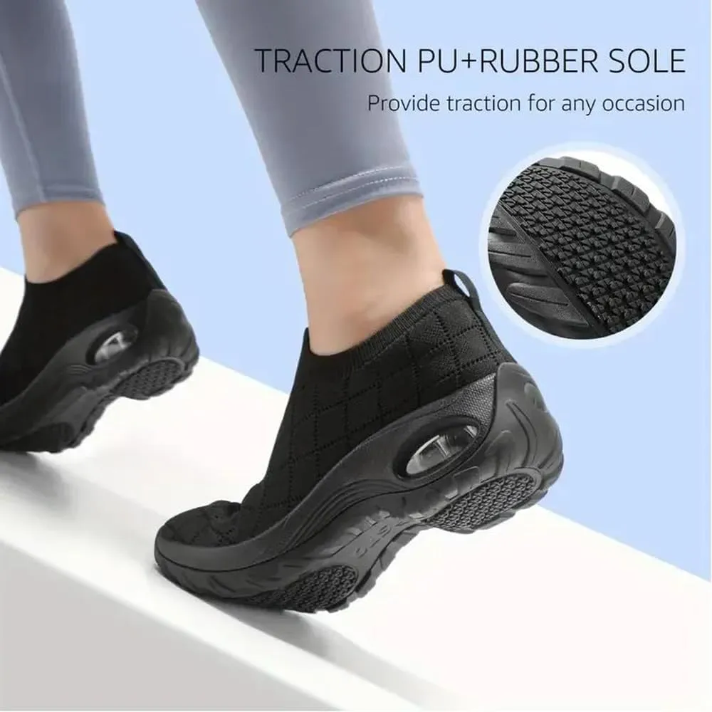 Rayootd Orthopedic Shoes for Women, Ergonomic Pain Relief Shoe, Women's Knitted Woven Low Top Walking Mesh Air Cushion Sock Sneakers Slip On