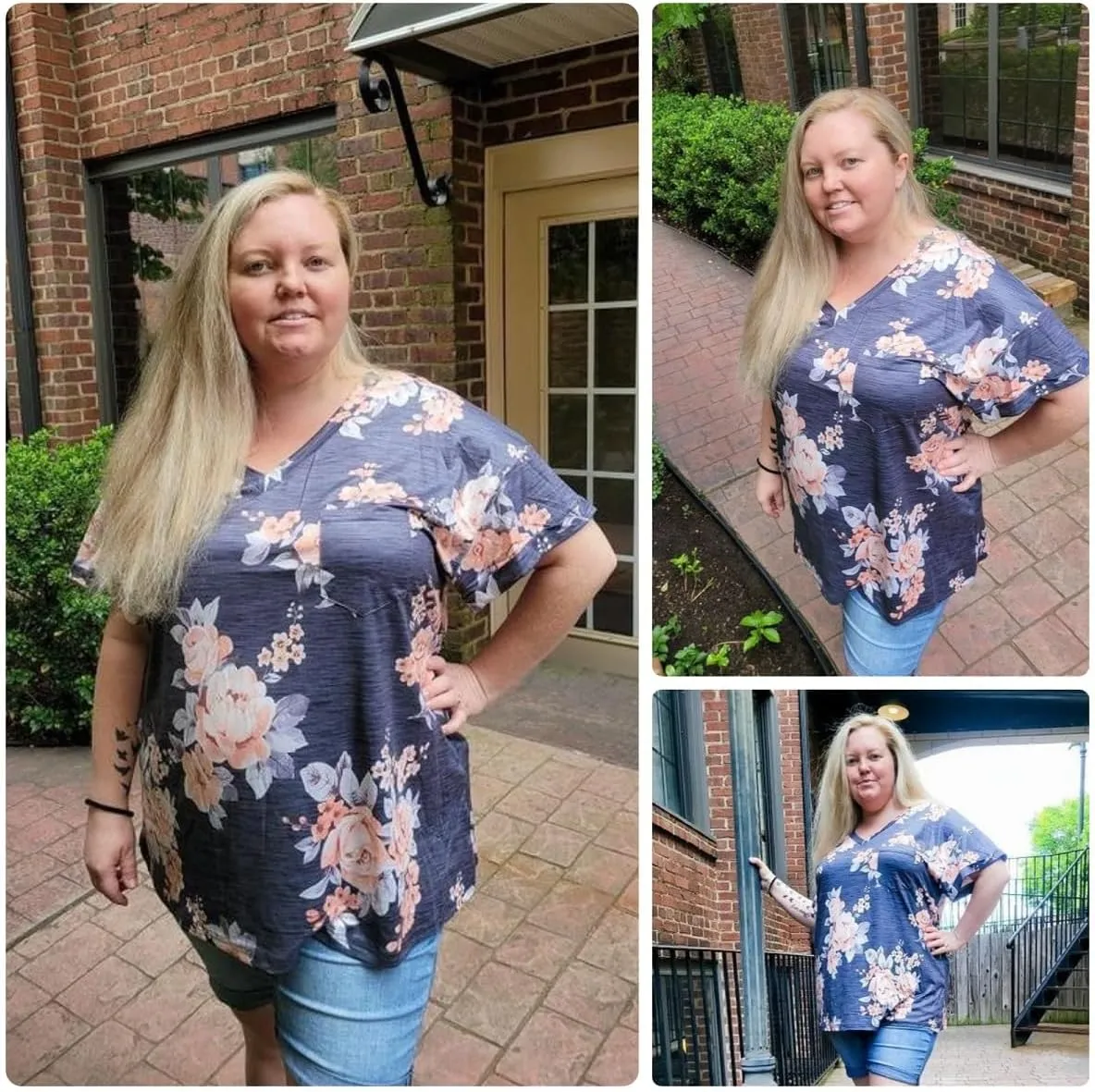 RITERA Plus Size Tops For Women Summer T Shirts V Neck Short Sleeve Casual Basic Tee with Front Pocket XL-5XL