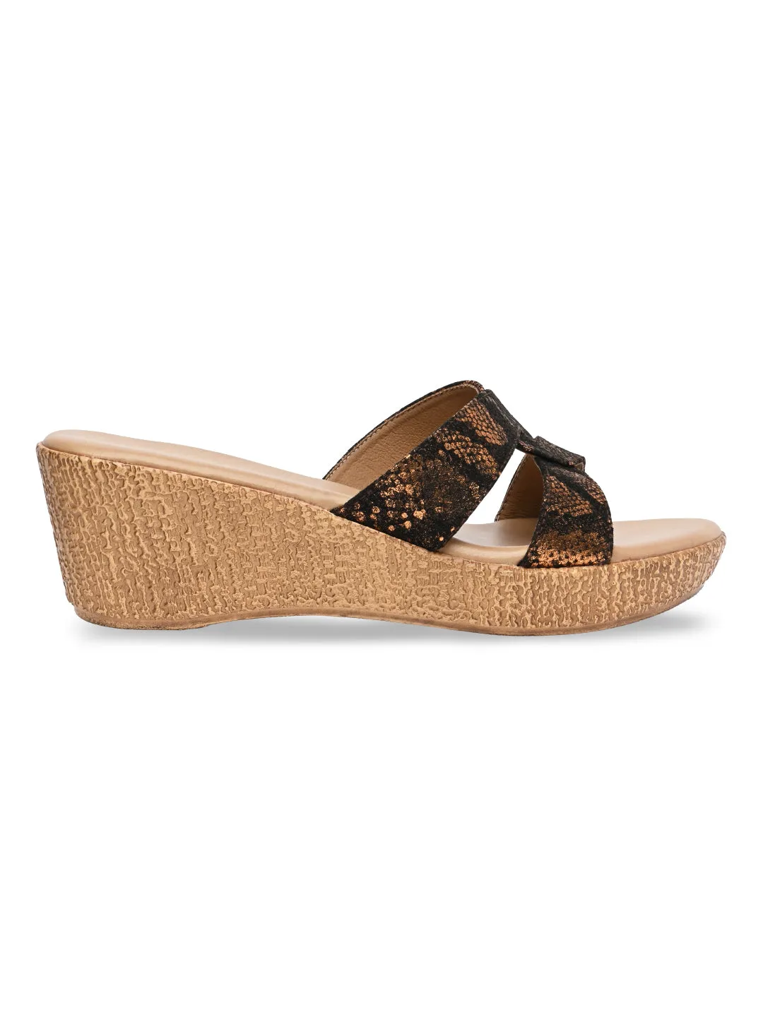 Rocia By Regal Bronze Women Shimmery Platform Sandals