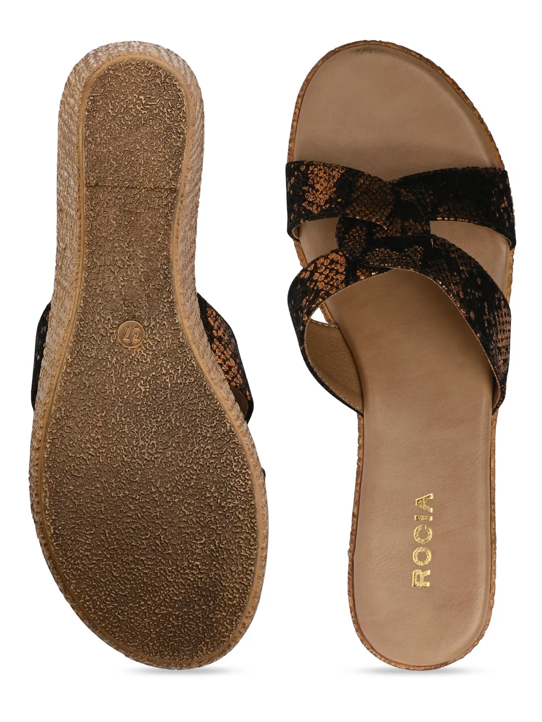 Rocia By Regal Bronze Women Shimmery Platform Sandals