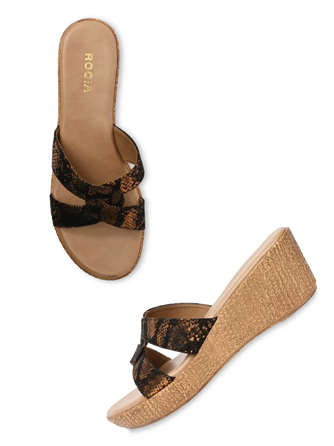 Rocia By Regal Bronze Women Shimmery Platform Sandals