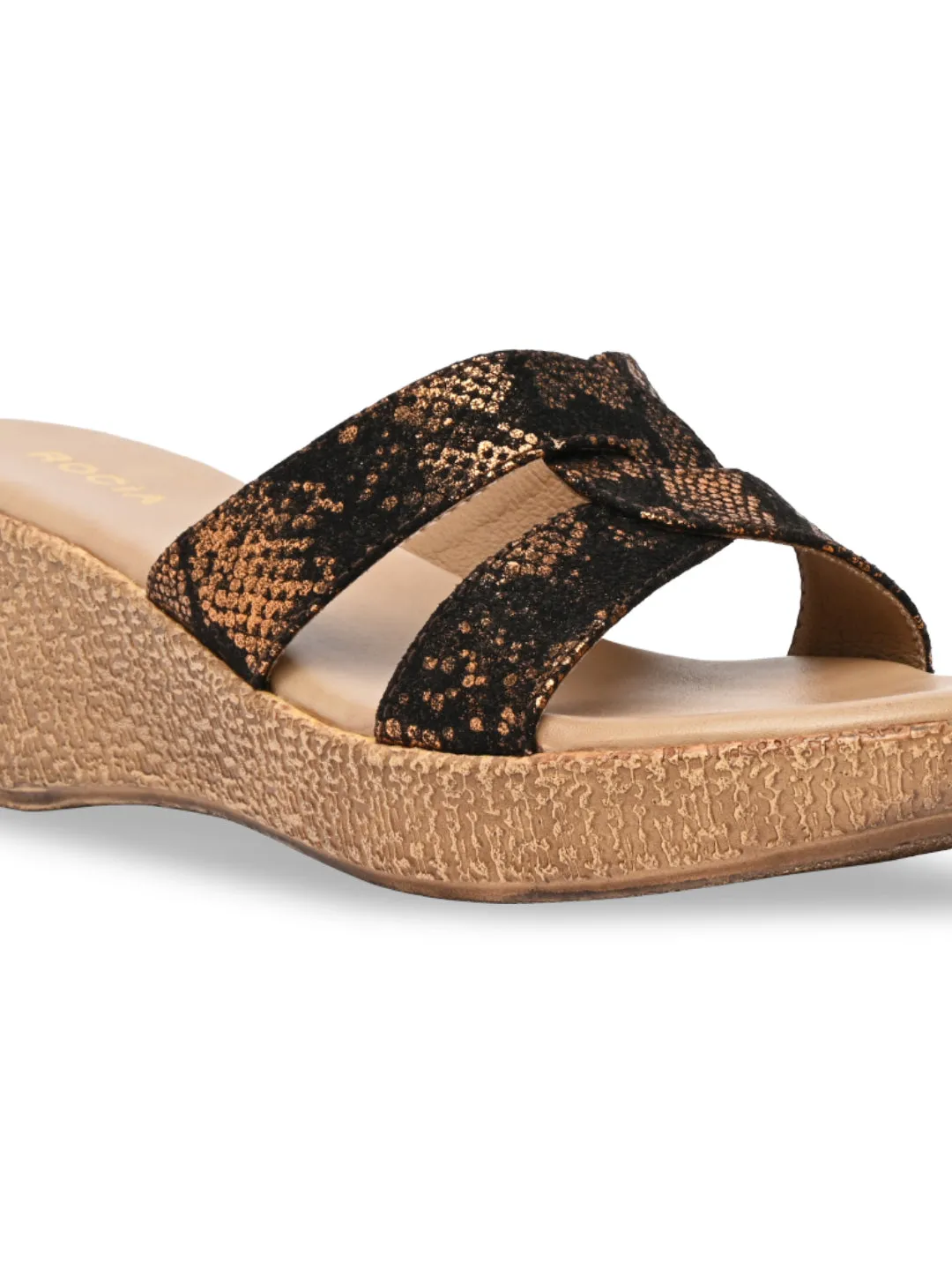 Rocia By Regal Bronze Women Shimmery Platform Sandals