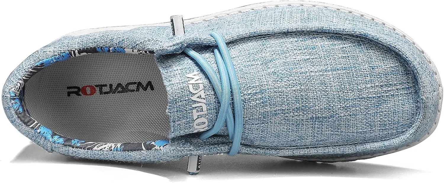 ROTJACM Women's Slip on Cloth Shoes with Arch Support,Plantar Fasciitis Loafers Canvas Comfort Wide Moc-Toe Light Weight Shoes