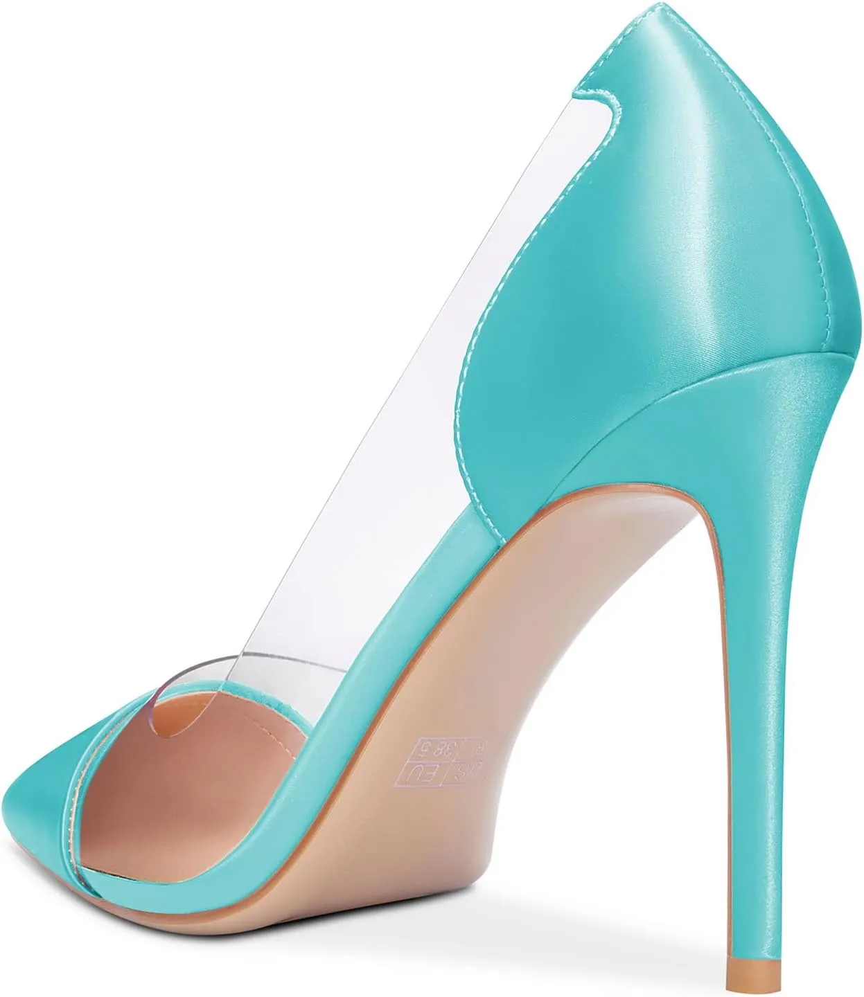 Saekcted Women Stiletto High Heel Clear Pointed Toe Pumps Sexy Cute Wedding Slip-on 3.9 Inches Heels Shoes