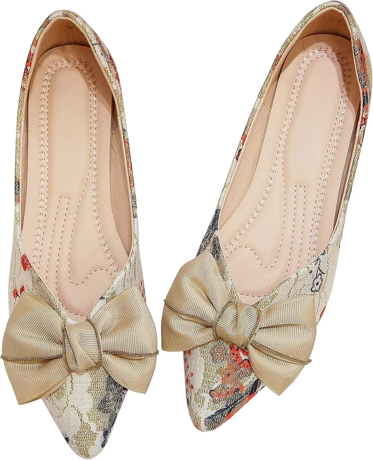 SAILING LU Bow-Knot Ballet Flats for Women Pointy Toe Sequins Dressy Shoes Womens Comfortable Slip on Loafers Light Weight