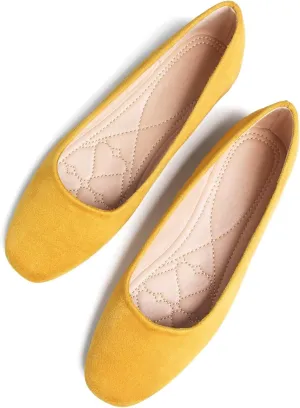 SAILING LU Flats for Women Comfortable Solid Color Soft Flats Square Toe Ballet Casual Work Shoes Dressy Slip-ons Loafers