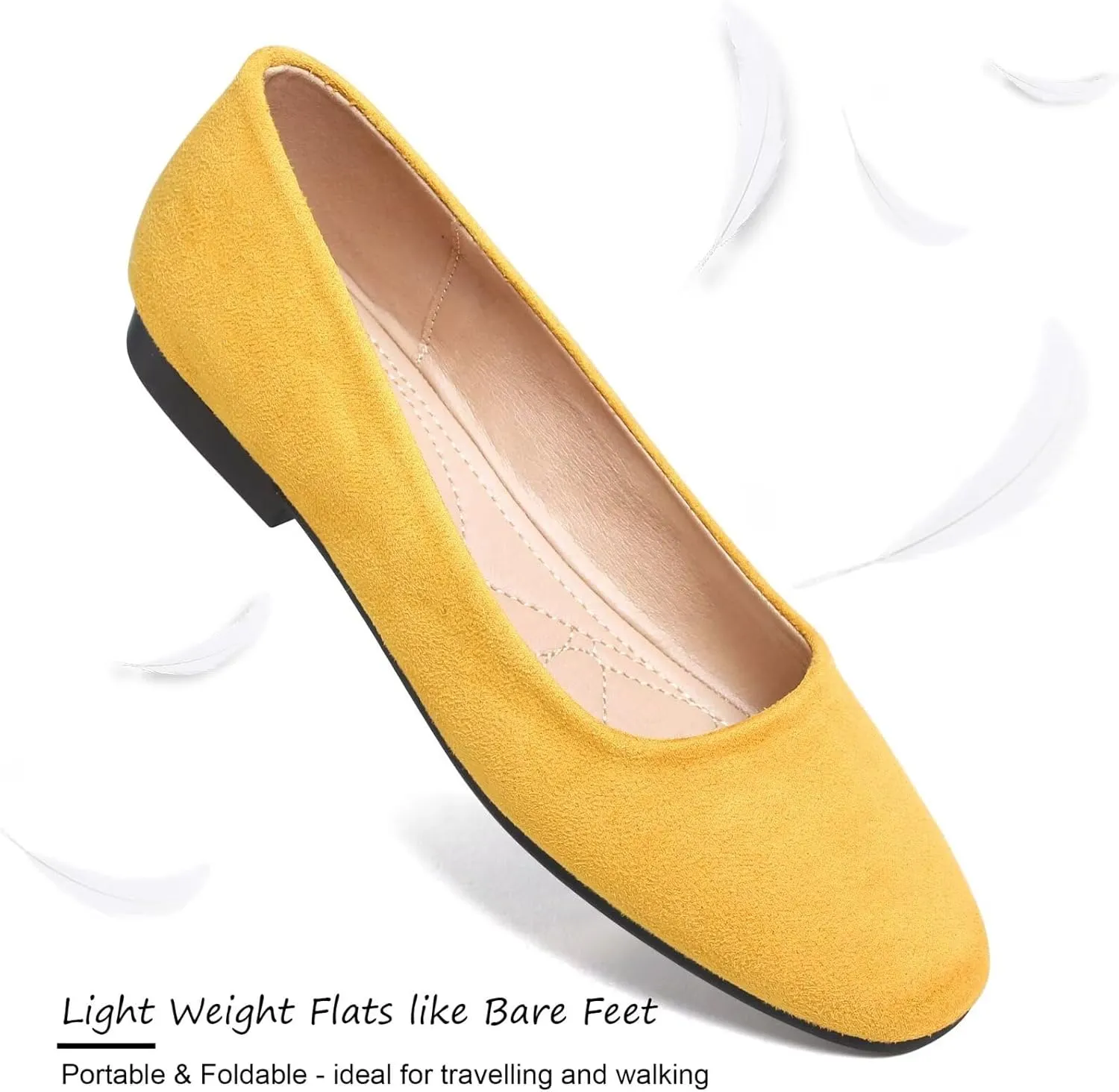 SAILING LU Flats for Women Comfortable Solid Color Soft Flats Square Toe Ballet Casual Work Shoes Dressy Slip-ons Loafers