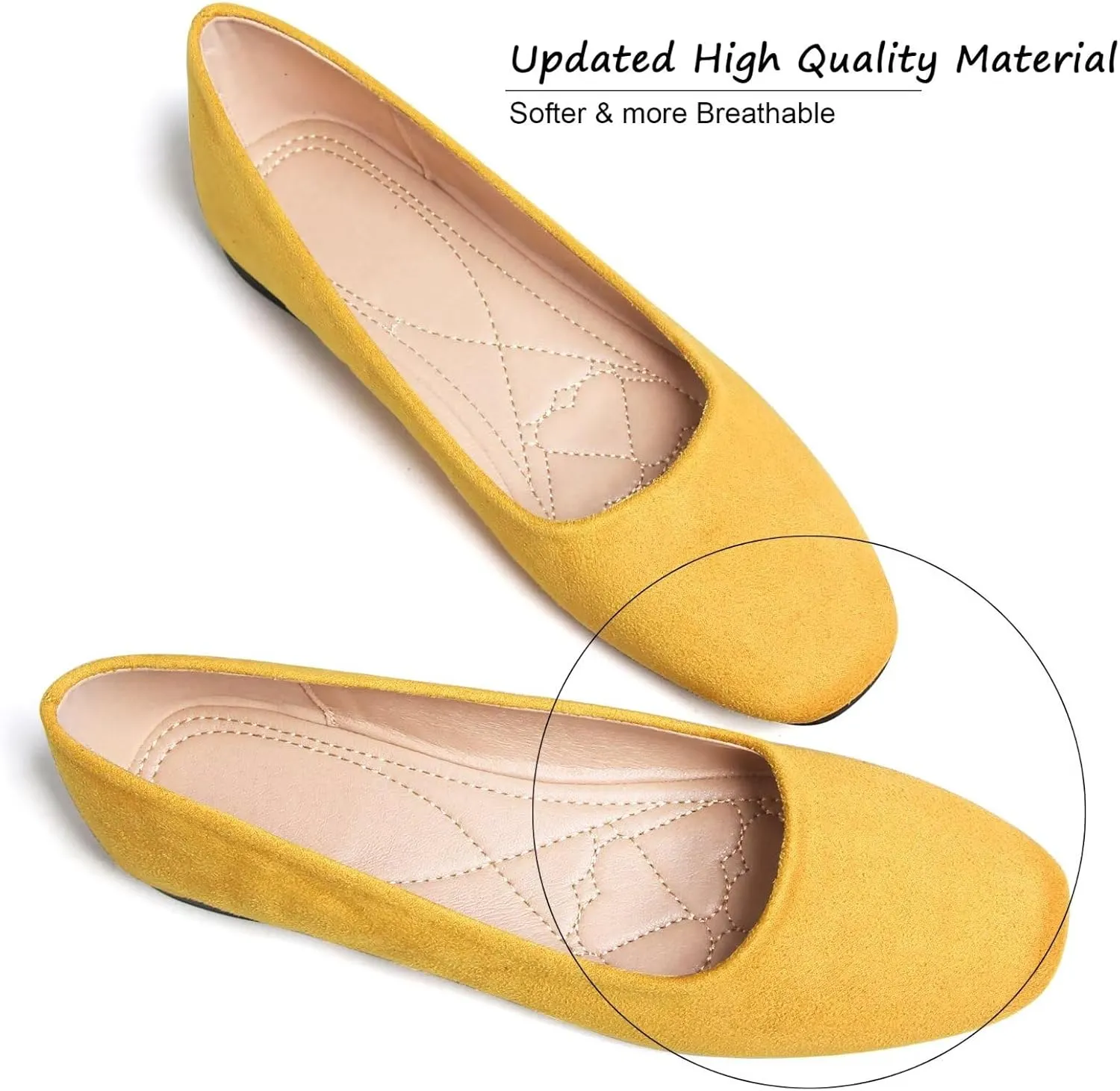 SAILING LU Flats for Women Comfortable Solid Color Soft Flats Square Toe Ballet Casual Work Shoes Dressy Slip-ons Loafers