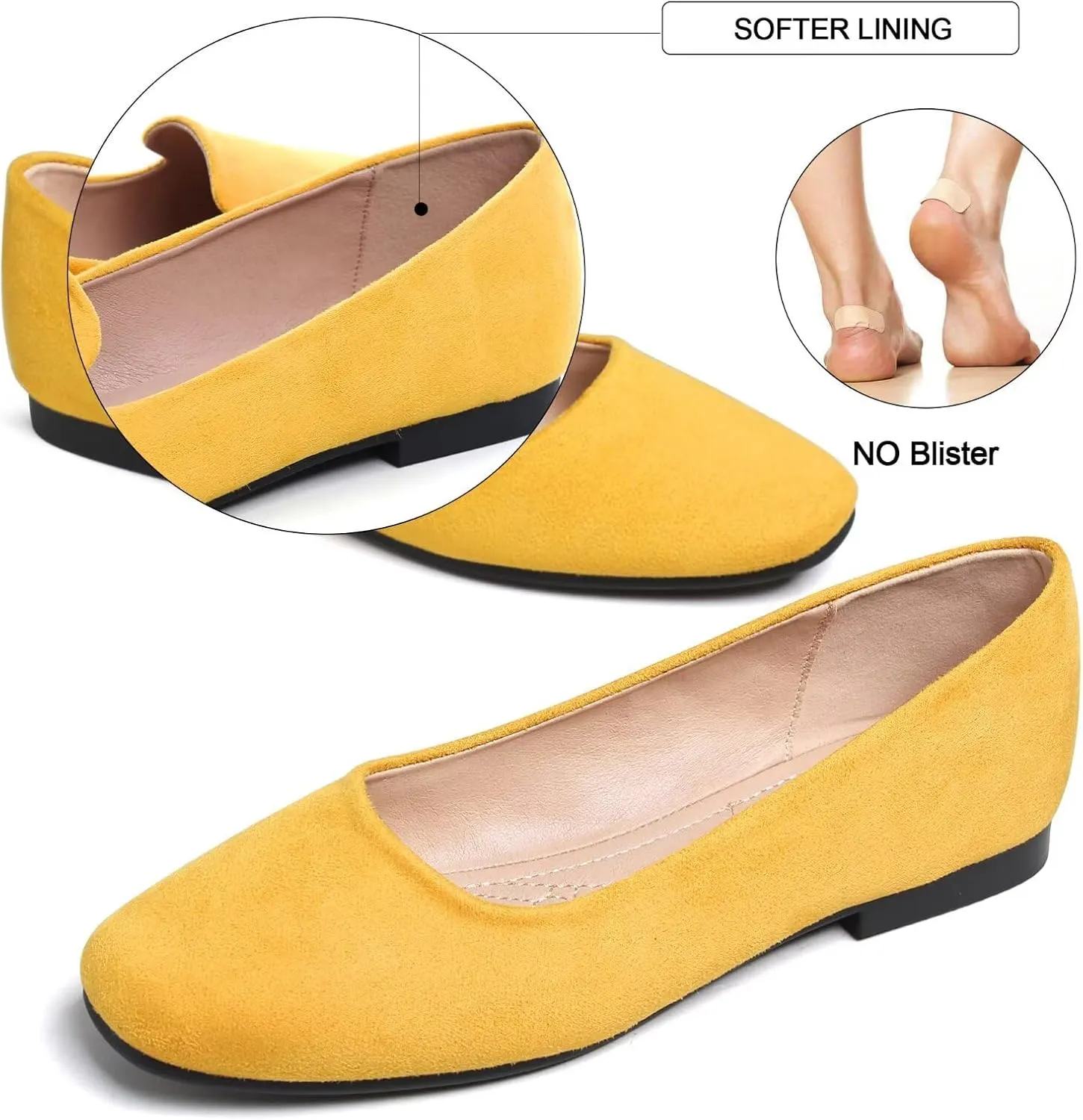 SAILING LU Flats for Women Comfortable Solid Color Soft Flats Square Toe Ballet Casual Work Shoes Dressy Slip-ons Loafers