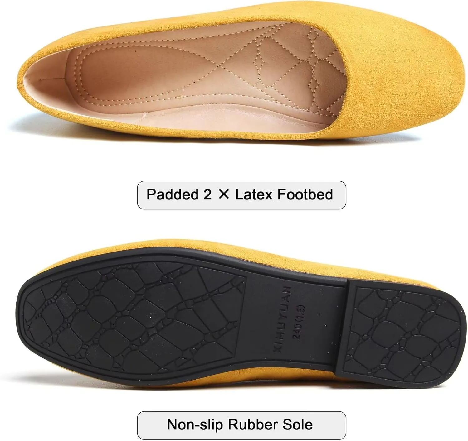 SAILING LU Flats for Women Comfortable Solid Color Soft Flats Square Toe Ballet Casual Work Shoes Dressy Slip-ons Loafers