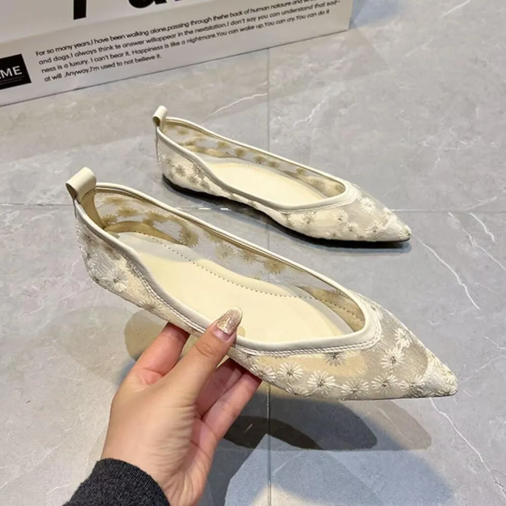 SAILING LU Womens Suede Pointed Toe Ballet Flats Comfortable Wedding Party Casual Slip-On Ballerina Dressy Shoes for Women Walking Shoes