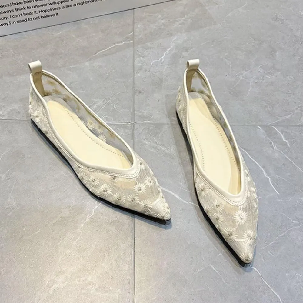 SAILING LU Womens Suede Pointed Toe Ballet Flats Comfortable Wedding Party Casual Slip-On Ballerina Dressy Shoes for Women Walking Shoes
