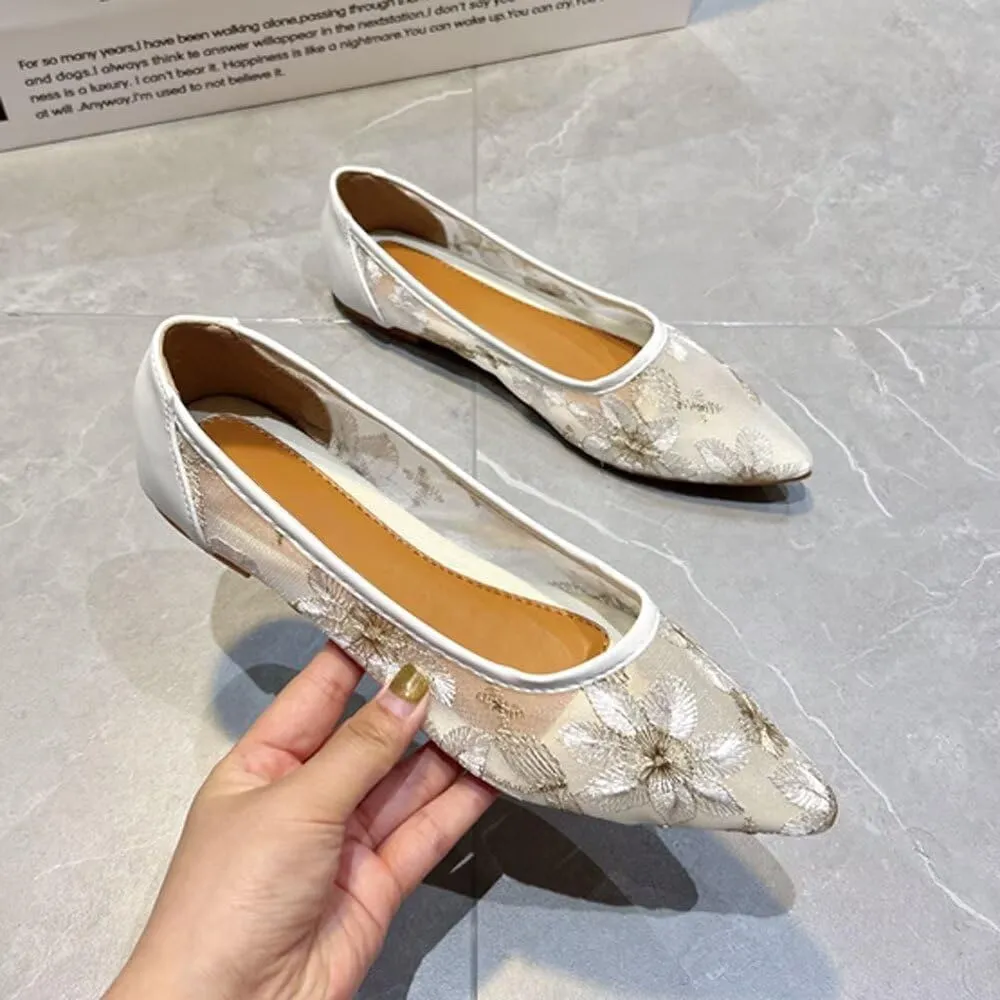 SAILING LU Womens Suede Pointed Toe Ballet Flats Comfortable Wedding Party Casual Slip-On Ballerina Dressy Shoes for Women Walking Shoes