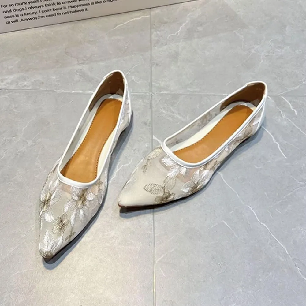 SAILING LU Womens Suede Pointed Toe Ballet Flats Comfortable Wedding Party Casual Slip-On Ballerina Dressy Shoes for Women Walking Shoes
