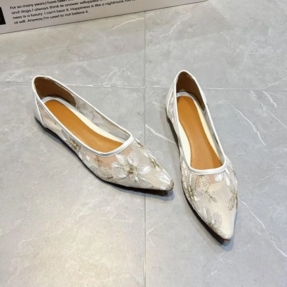 SAILING LU Womens Suede Pointed Toe Ballet Flats Comfortable Wedding Party Casual Slip-On Ballerina Dressy Shoes for Women Walking Shoes