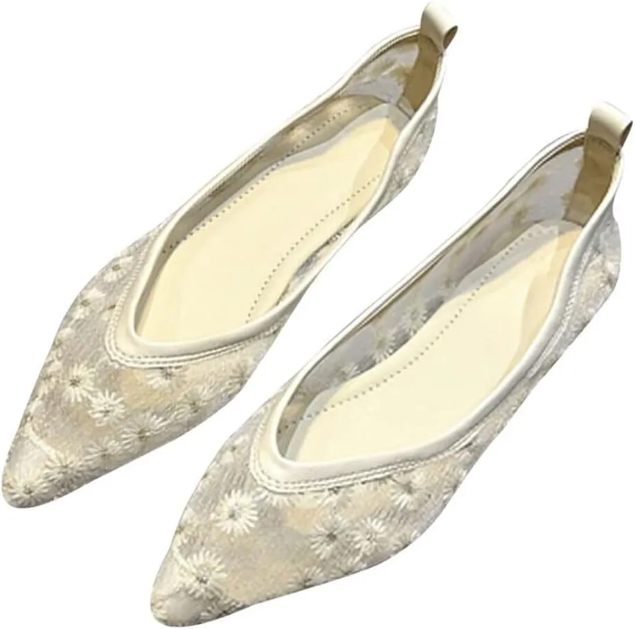SAILING LU Womens Suede Pointed Toe Ballet Flats Comfortable Wedding Party Casual Slip-On Ballerina Dressy Shoes for Women Walking Shoes