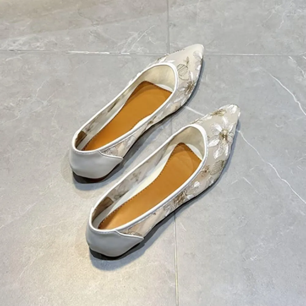 SAILING LU Womens Suede Pointed Toe Ballet Flats Comfortable Wedding Party Casual Slip-On Ballerina Dressy Shoes for Women Walking Shoes
